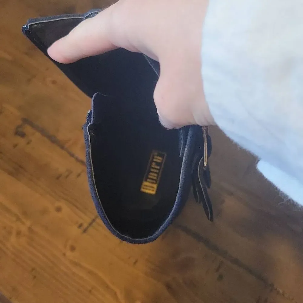 IDIFU Suede Pointed Toe Heeled Booties - Picture 12 of 13